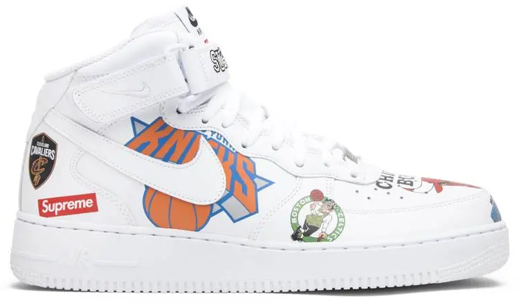 Giày NIke Supreme x NBA x Air Force 1 Mid 07 'White' AQ8017-100