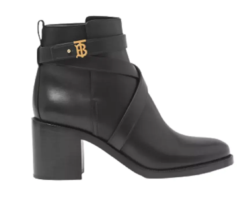 Giày Burberry Monogram Motif Leather Ankle Boots 'Black' 80423691