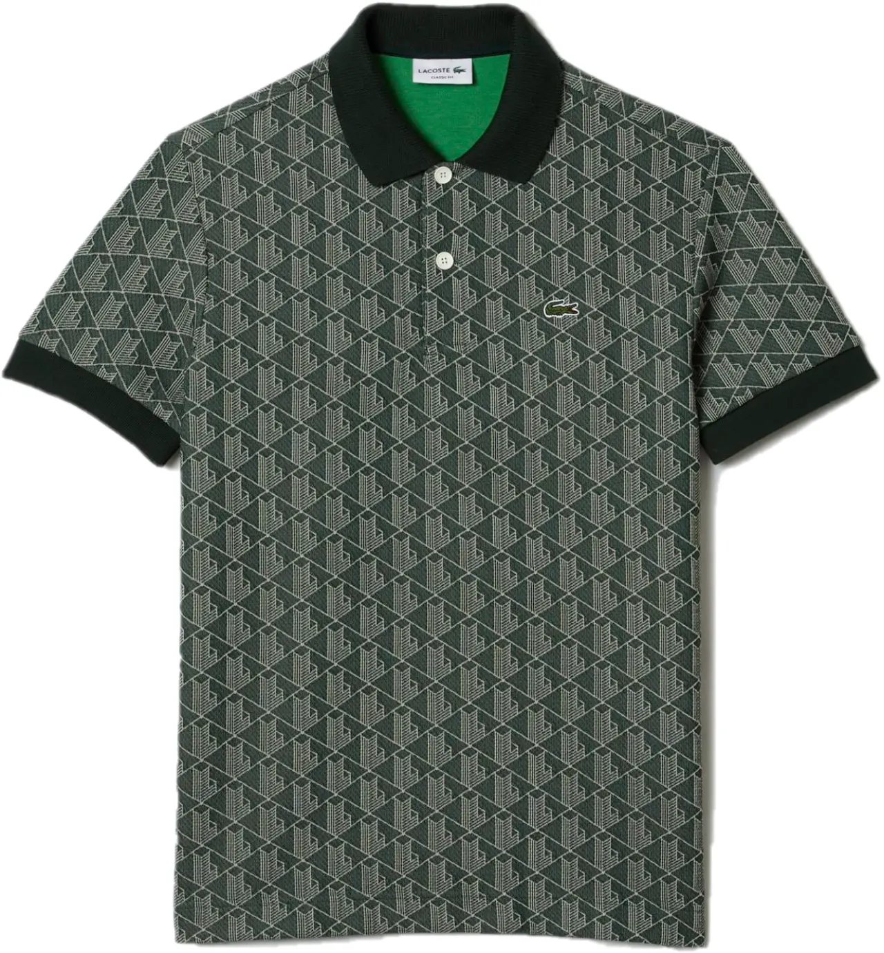 Áo Lacoste Classic Fit Print Contrast Collar 'Green' DH0073-7M4