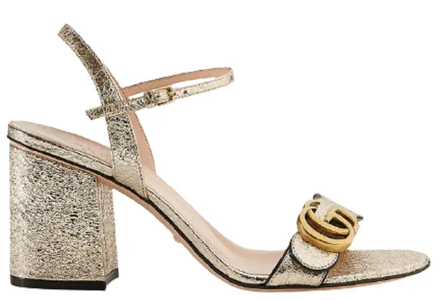 Giày Gucci Metallic Laminate Leather Mid-heel Sandal 453379-DKT00-7100