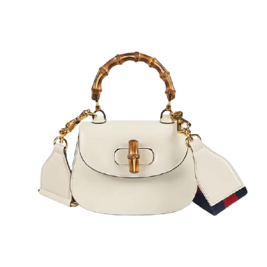 Túi Gucci Mini Top Handle With Bamboo White Leather 686864-10ODT-8454