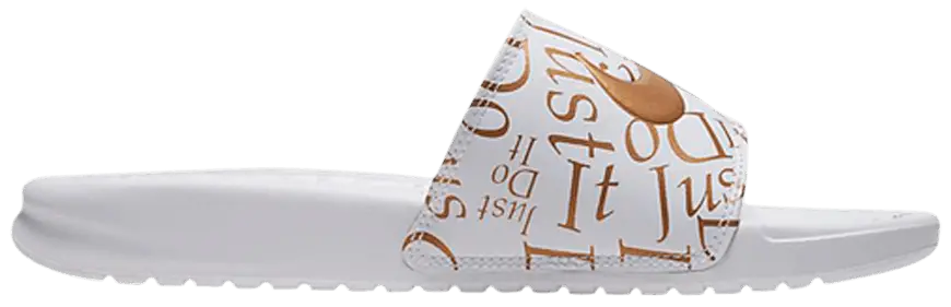 Dép Nike Benassi Just Do It Print White 'Metallica Gold' 618919-116