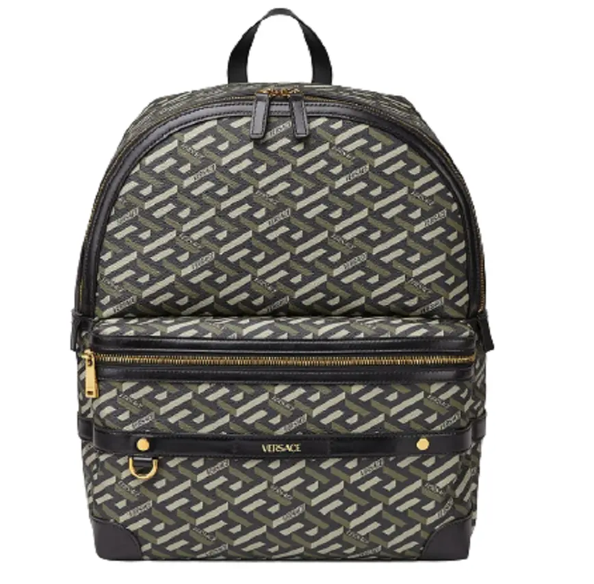 Balo Versace La Greca Signature Back Pack Black Khaki 1000745-1A01444-5B15V