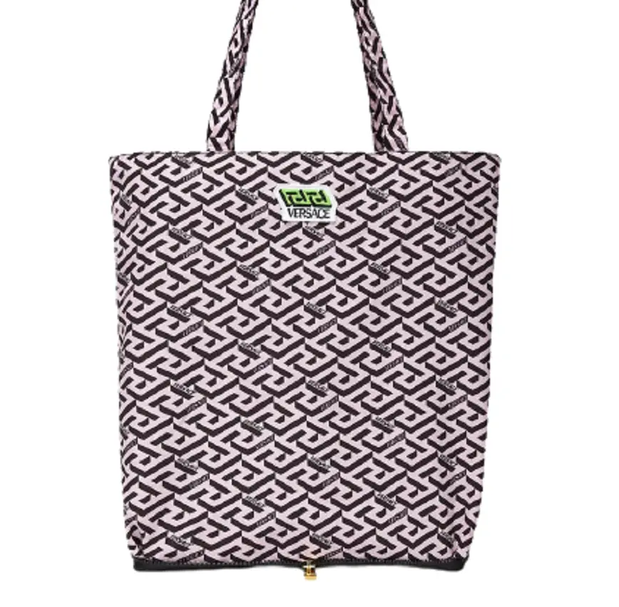 Túi Versace La Greca Signature Tall Tote Bag Black Pink 1001753-1A01443-5G16V