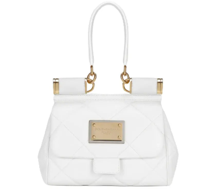 Túi Dolce & Gabbana Medium 90s Sicily Bag In Quilted Aria Calfskin White BB7018AW59180002