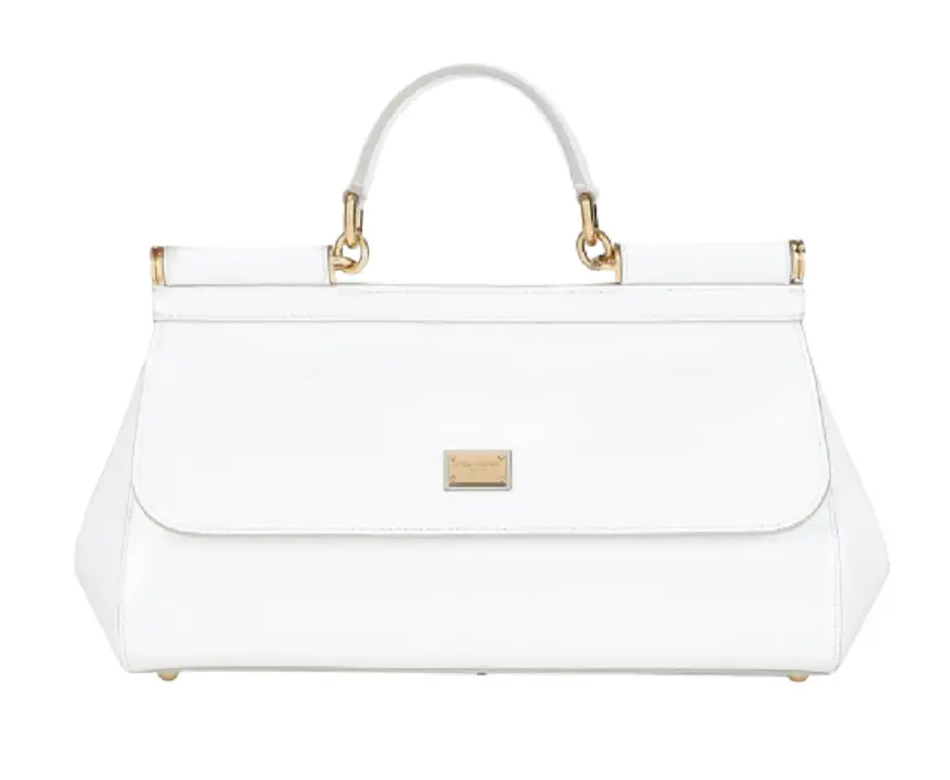 Túi Dolce &amp; Gabbana Medium Patent Leather Sicily Bag White BB7117A147180001