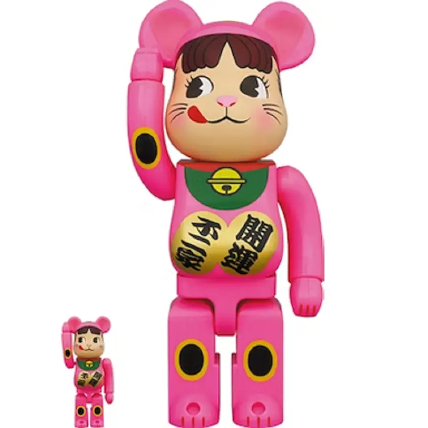 Mô Hình Bearbrick Maneki Neko Peko-chan Pink 100% &amp; 400%