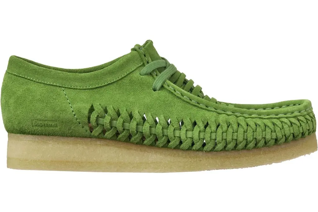Giày Clarks x Supreme Woven Wallabee 'Green' 261-60848