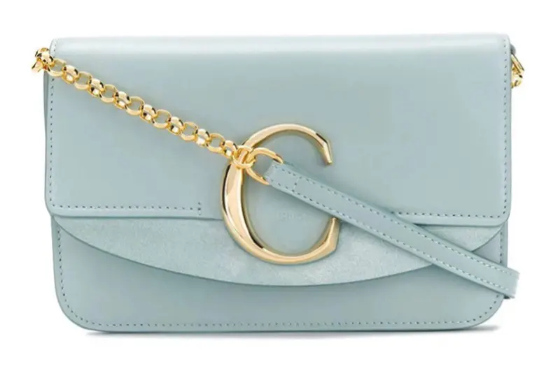 Túi Chloe' Light Blue Leather C Crossbody Bag CHC19SS192A3744L