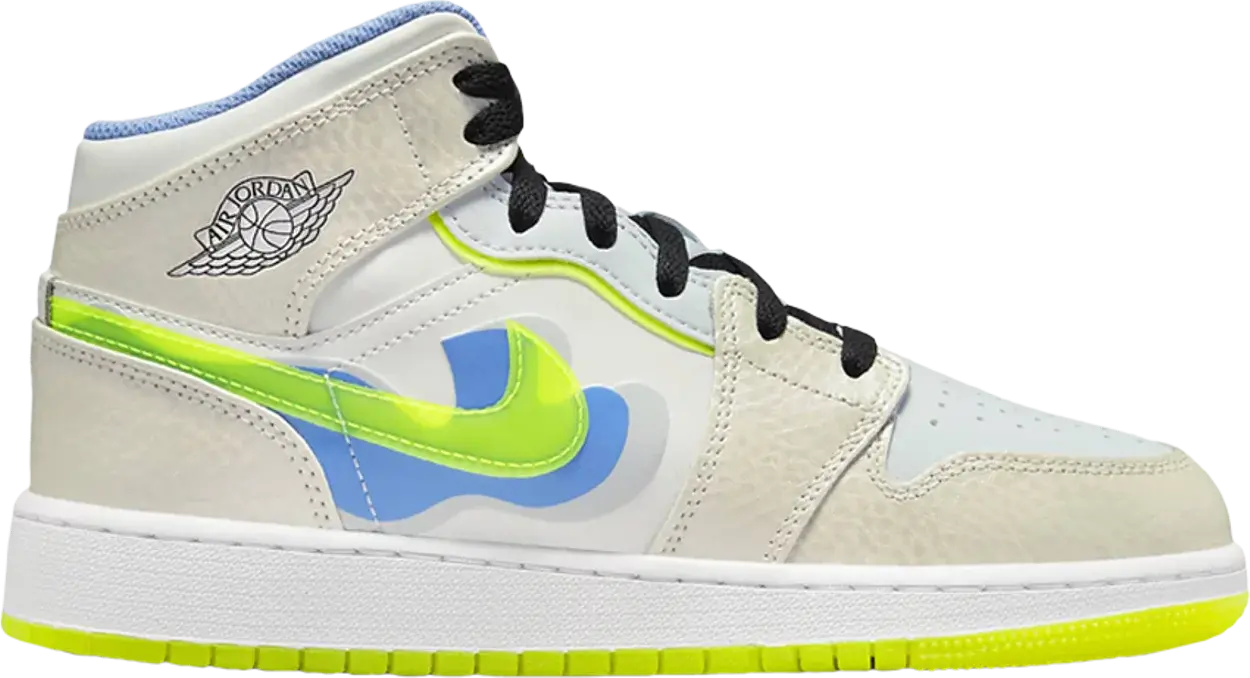 Giày Nike Air Jordan 1 Mid SE GS 'Warped Swoosh' DV1314-017