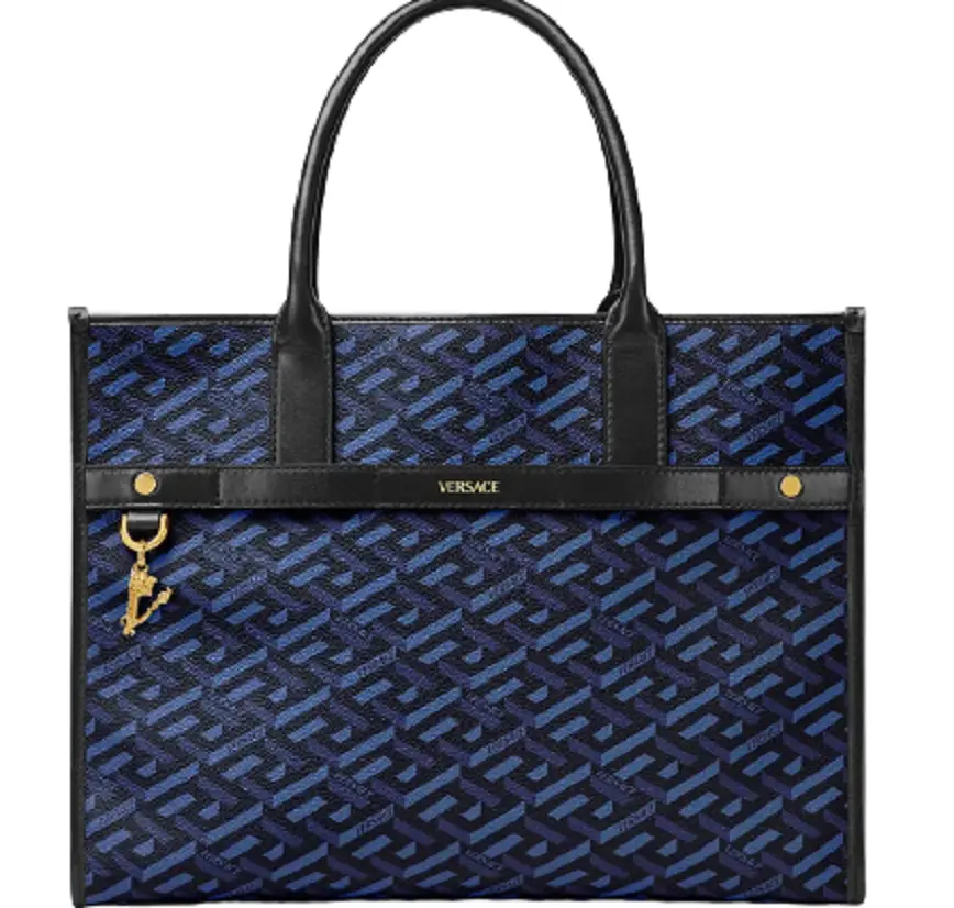 Túi Versace La Greca Signature Tote Black Blue 1001855-1A01444-5U18V