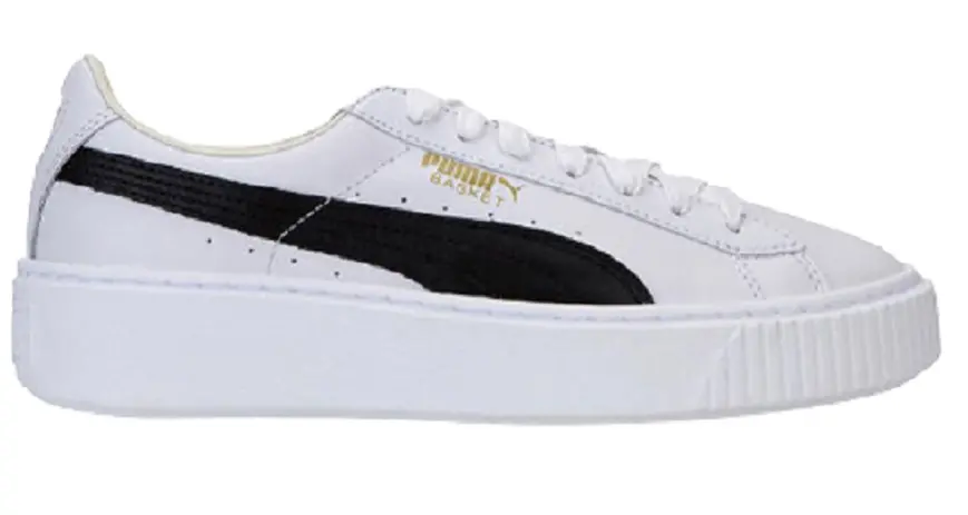 Giày Unisex Puma Basket Platform Core White Black Gold 364040-05