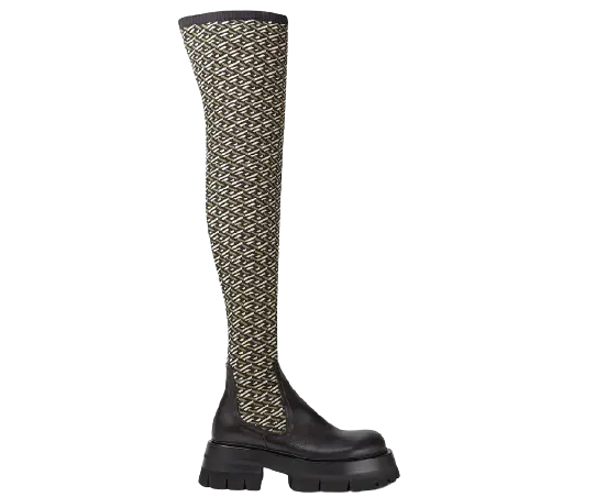 Giày Versace Leonidas Thigh High Boots Black Khaki 1002055-1A01533-5B150