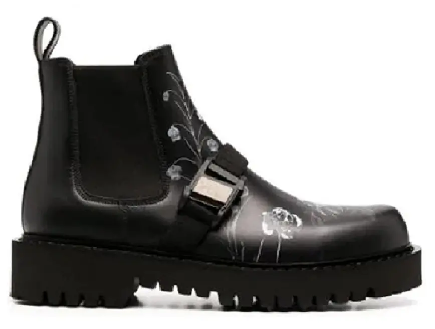 Giày Valentino Flower Patterns Leather Logo Boots UY0S0D90RYXAT0