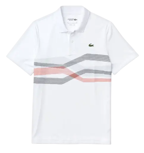 Áo Lacoste Men's SPORT Graphic Breathable Golf Polo SWX White Navy DH4761