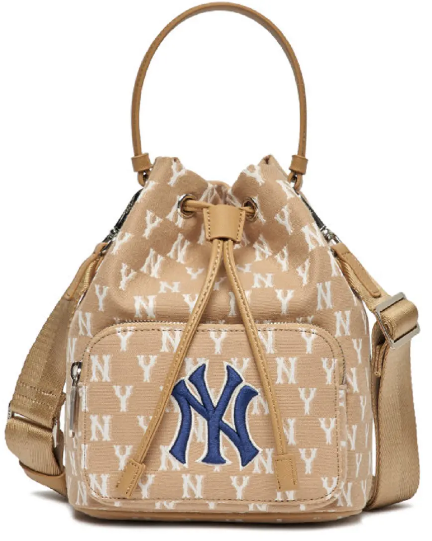 Túi MLB Monogram Jacquard Bucket Bag New York Yankees Beige 3ABMS012N-50BGD