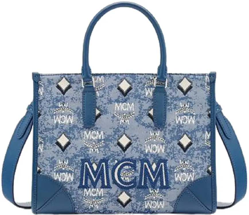 Túi MCM Tote  Vintage Jacquard Monogram Blue MWTBATQ02LU001