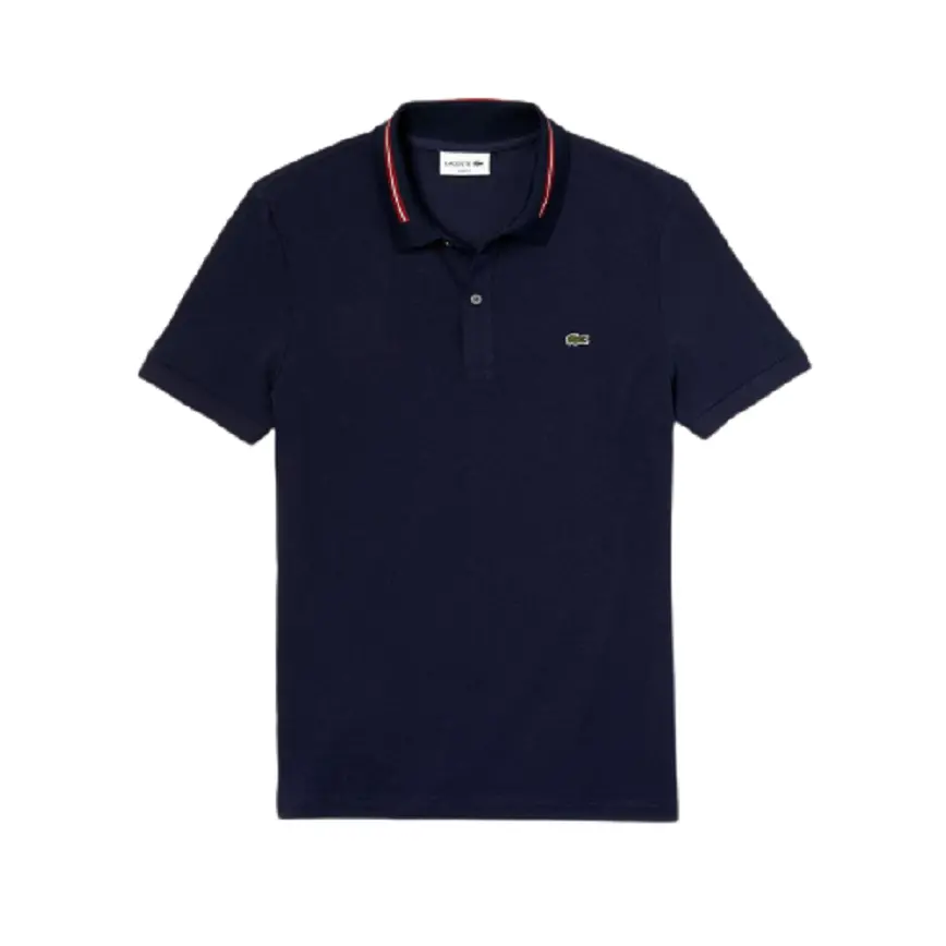 Áo Lacoste Polo Striped Accents Cotton Pique Navy Blue PH8522-00-166