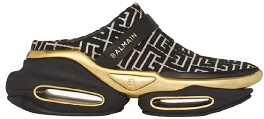 Giày Balmain B-bold Mule Bicolor Jacquard 'Ivory And Black' XN1VL686TJSCGFE