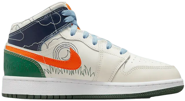 Giày Nike Air Jordan 1 Mid Stitch 'White Green Black' DX2462-100