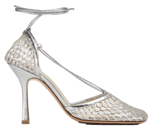 Giày Cao Gót Bottega Veneta Lace-Up Sandal 'Silver' 651388V1BT11414