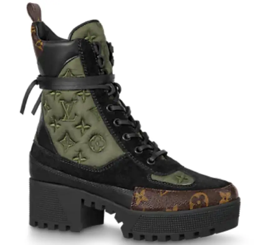 Giày Louis Vuitton Laureate Platform Desert Boots Khaki Green 1A95UD