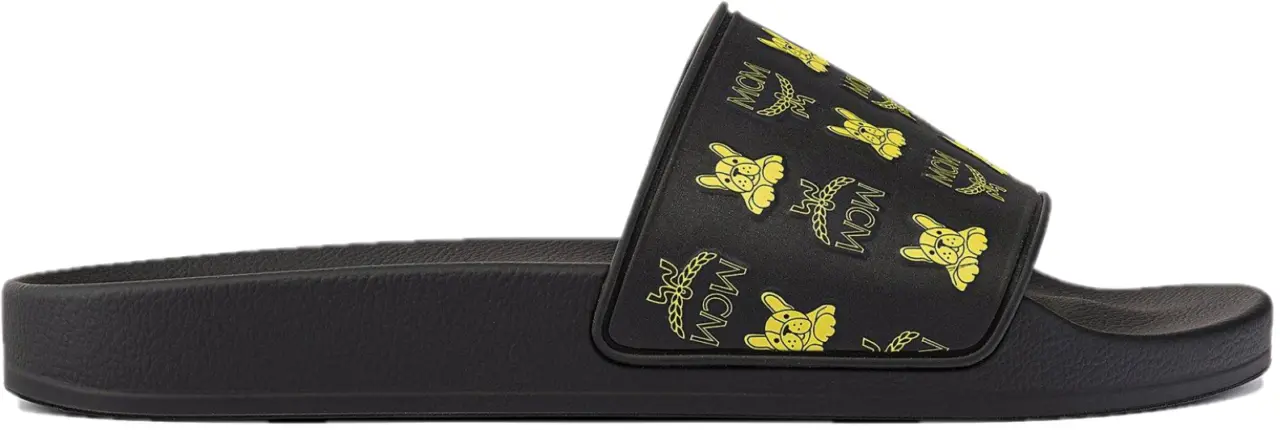Dép MCM Pup Visetos Print Rubber Slides 'Yellow' MESCSSX02Y3040