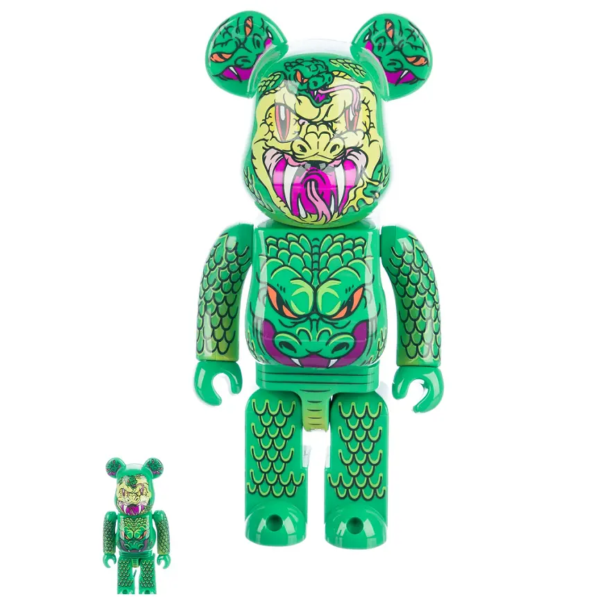 Mô Hình Bearbrick Madballs Snake Bait Mishka 100% &amp; 400% Green