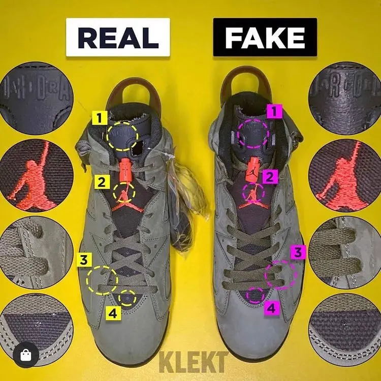 Hướng dẫn phân biệt Air Jordan 6 Travis Scott real và fake?