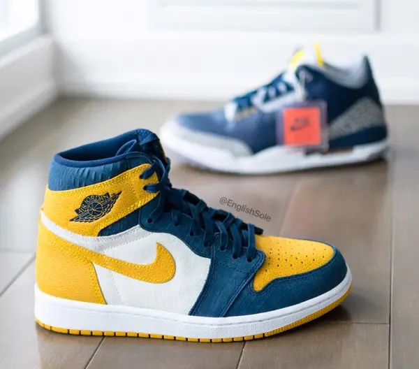 Cận cảnh phiên bản Air Jordan 1 High Michigan dành cho trẻ em