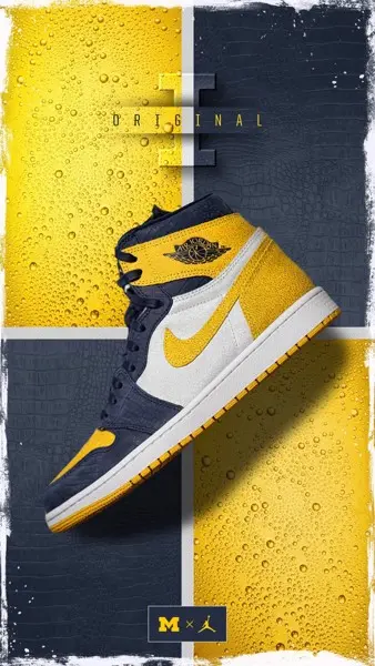 Cận cảnh phiên bản Air Jordan 1 High Michigan dành cho trẻ em