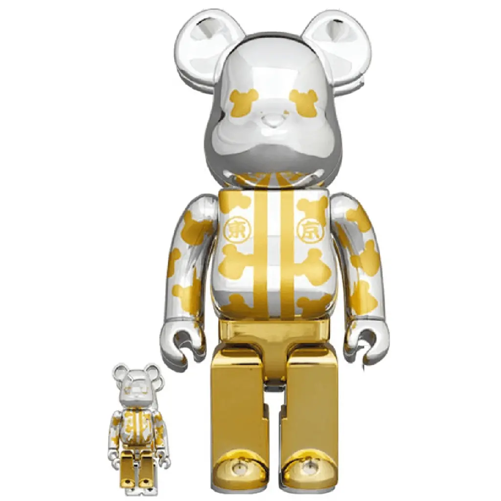 Mô Hình Bearbrick Happy Tokyo Gold &amp; Silver Chrome 100% &amp; 400%