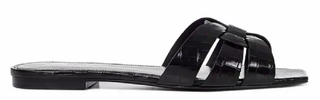 Dép Saint Laurent Tribute Crocodile 'Black' 572761-1YQ00-1000