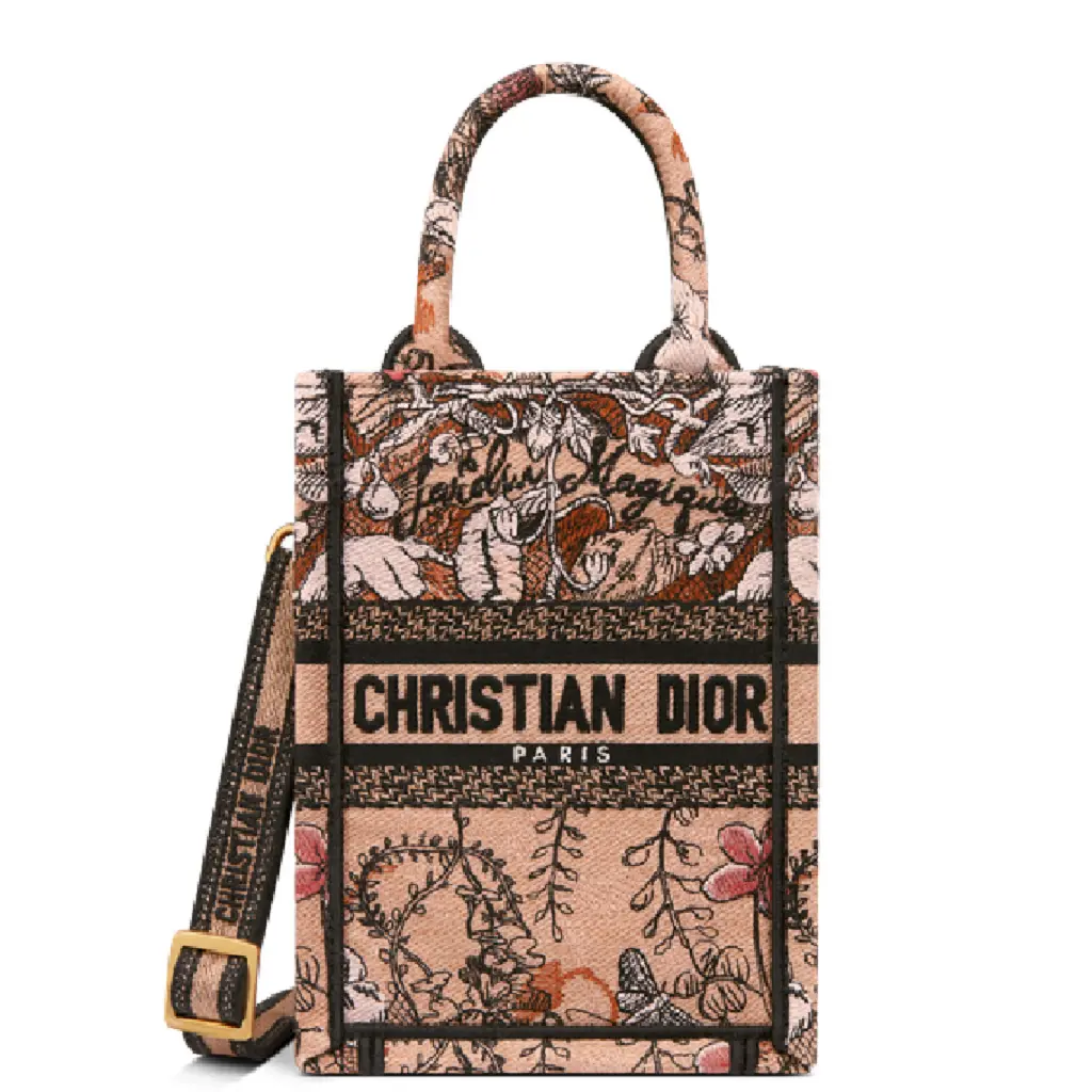 Túi Dior Book Tote Phone Bag Powder Magique Embroidery 'Brown' S5555CRZI-M973