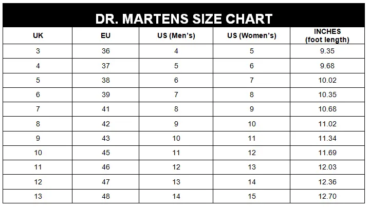 Giày Dr.Martens: Hướng dẫn chọn size và những điều bạn cần biết