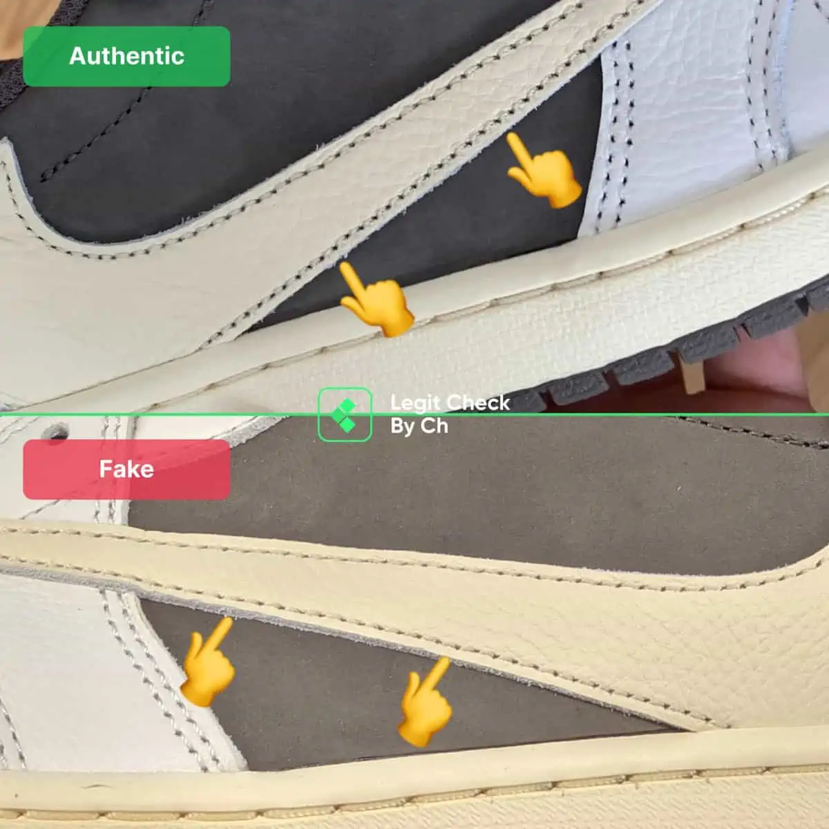 Hinh anh 9: Nhung meo de phan biet Travis Scott Jordan 1 Low "Reverse Mocha" real va fake
