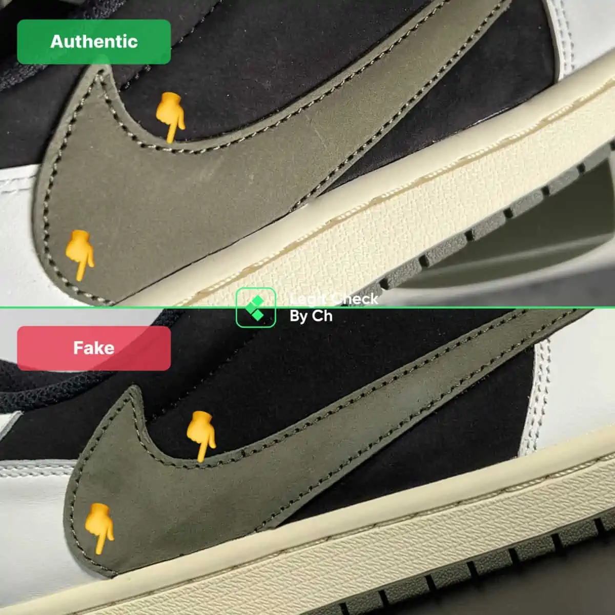 Hinh anh 4: Nhung meo de xac dinh Travis Scott Air Jordan 1 Low "Olive" chinh hang