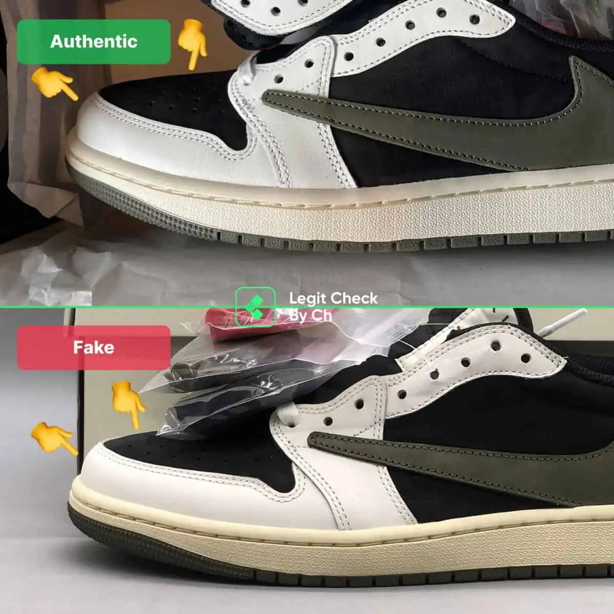 Hinh anh 9: Nhung meo de xac dinh Travis Scott Air Jordan 1 Low "Olive" chinh hang