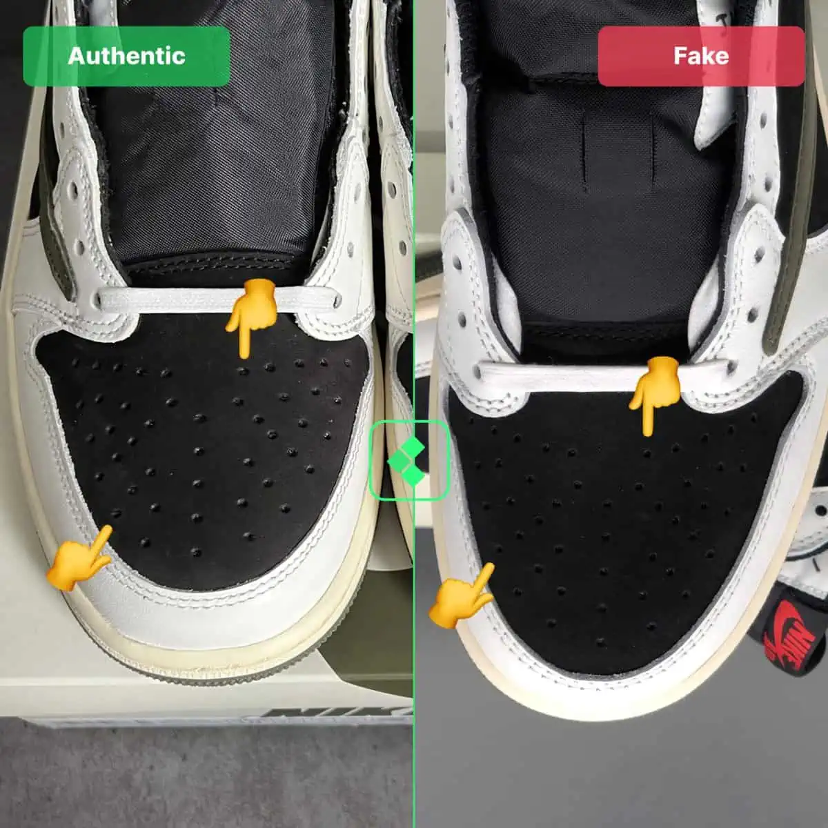 Hinh anh 7: Nhung meo de xac dinh Travis Scott Air Jordan 1 Low "Olive" chinh hang