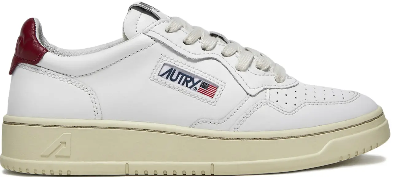 Giày Autry Medalist Low Leather 'White Burgundy' AULM-LL43