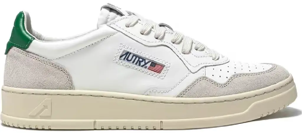 Giày Autry Medalist Low Leather Suede 'White Green' AULM-LS23
