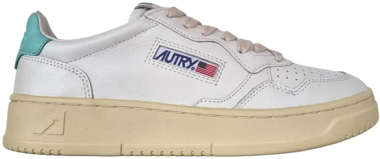 Giày Autry Medalist Low Leather 'White Turquoise' AULW-LL49