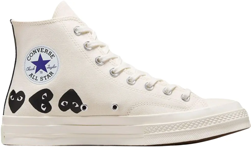 Giày Converse x Play Comme des Garçons Chuck 70 Hi 'Multi Heart Egret' A08148C