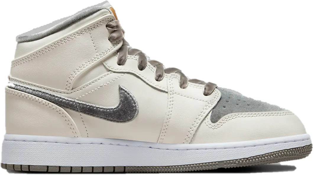 Giày Nike Air Jordan 1 Mid GS 'Grey Velvet Toe' FB9899-100