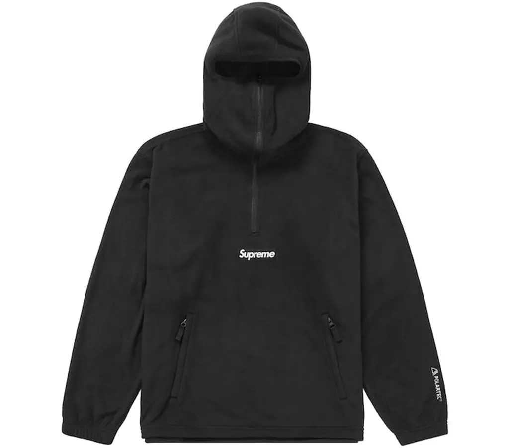Áo Supreme Polartec Facemask Half Zip Hooded Sweatshirt 'Black' 23FW