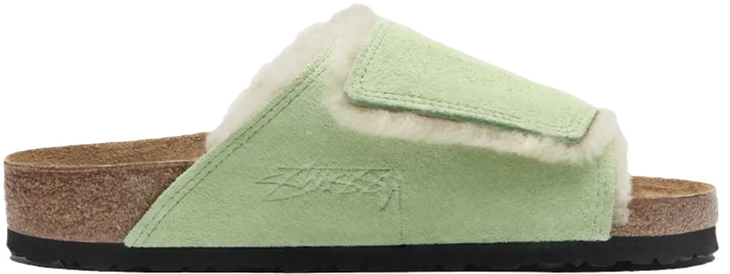 Dép Birkenstock x Stussy Solana Shearling Slide 'Washed Green' 1027695