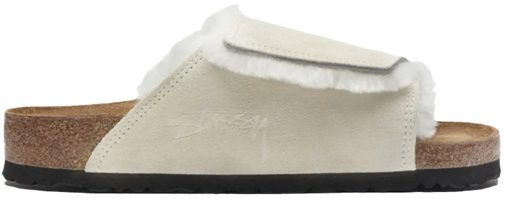Dép Birkenstock x Stussy Solana Shearling Slide 'Bone' 1027679