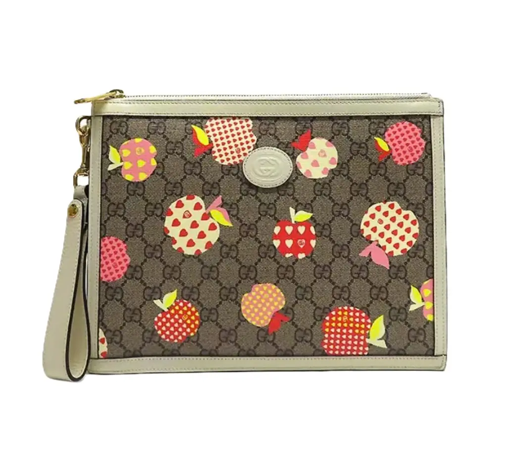 Túi Gucci Heart Apple Pattern Zipper 'Brown' 664113-22KFG-9799