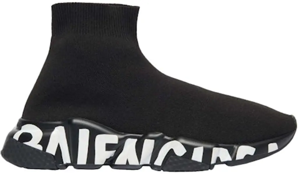 Giày Balenciaga Speed Graffiti 'Black White' 605942W2DB71006