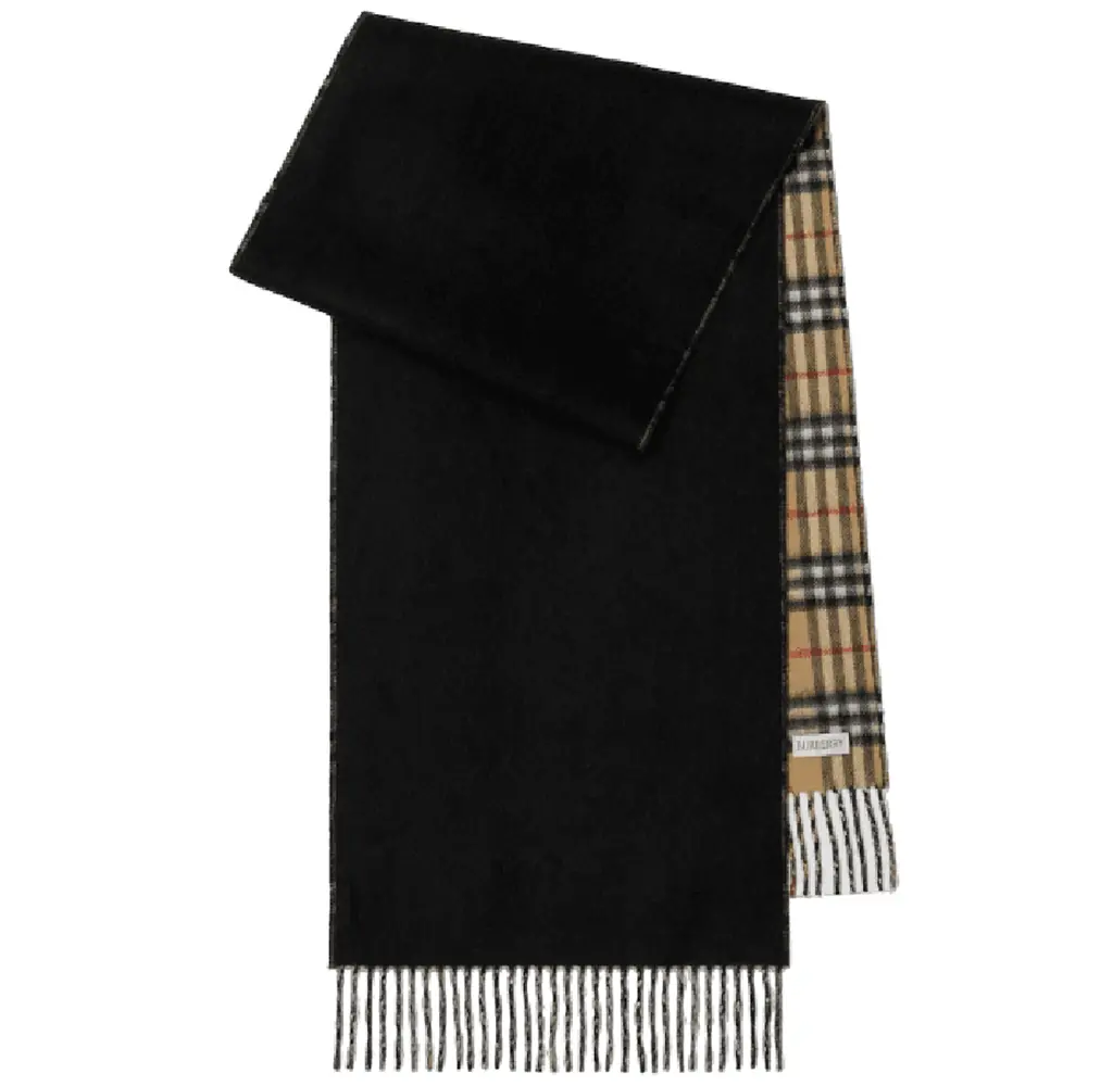 Khăn Burberry Reversible Check Cashmere Scarf 'Black Beige' 80746741